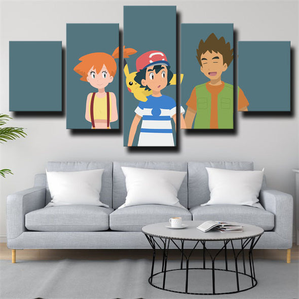 5 piece modern art framed print Pokemon main members wall decor-1806 (3)