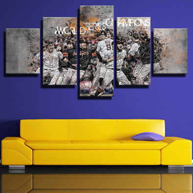5 piece modern art framed print SF Giants World series champions home decor-1201 (1)