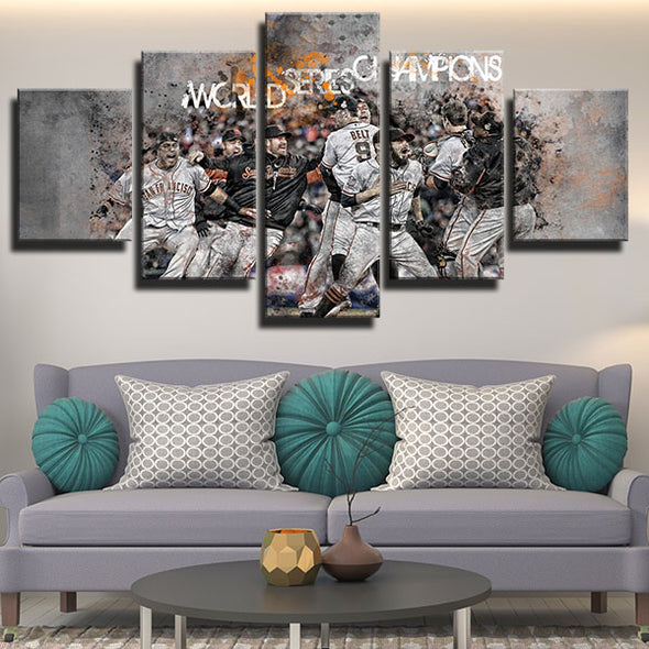 5 piece modern art framed print SF Giants World series champions home decor-1201 (3)