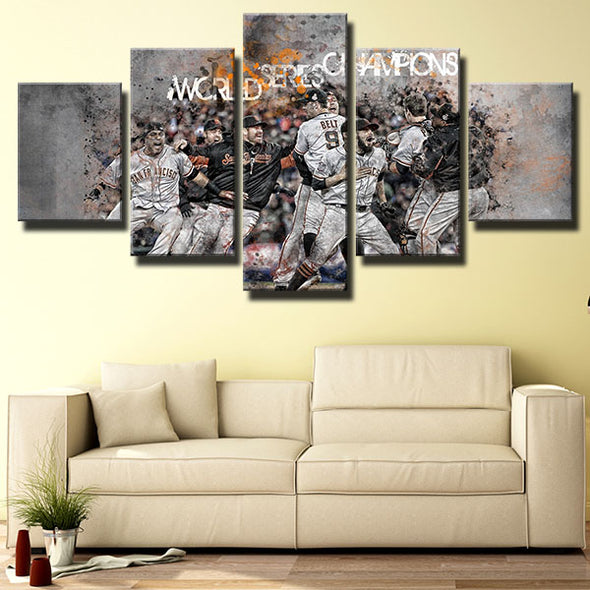 5 piece modern art framed print SF Giants World series champions home decor-1201 (4)