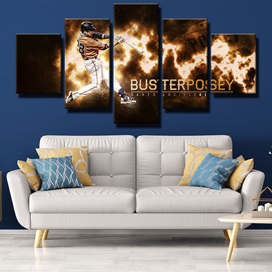 5 piece modern art framed print The G-Men Buster Posey wall picture-1201 (1)