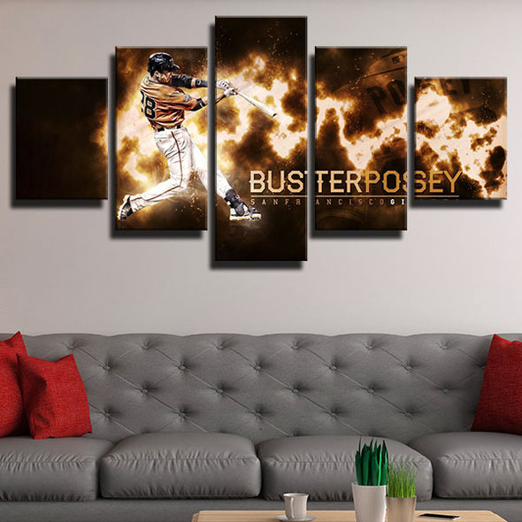 5 piece modern art framed print The G-Men Buster Posey wall picture-1201 (3)