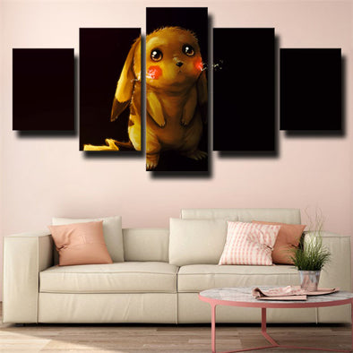 5 piece modern art framed print anime Pokemon Pikachu decor picture-1831 (1)