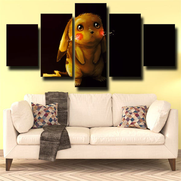 5 piece modern art framed print anime Pokemon Pikachu decor picture-1831 (2)
