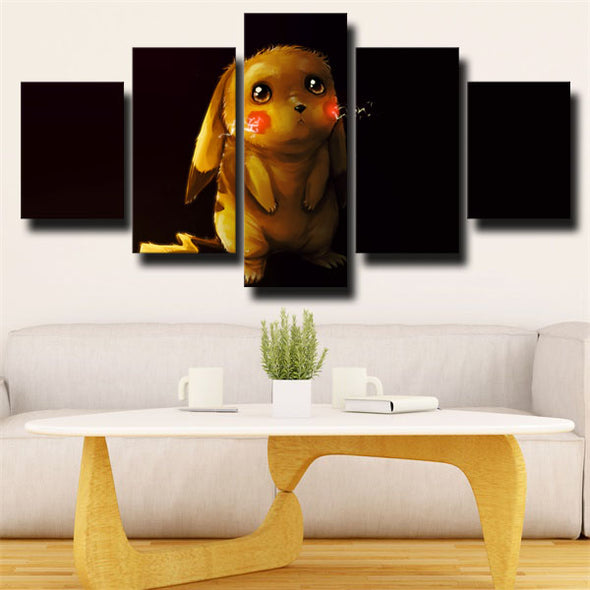 5 piece modern art framed print anime Pokemon Pikachu decor picture-1831 (3)