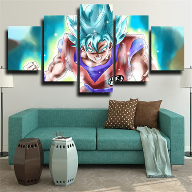 5 piece modern art framed print dragon ball cyan blue Goku wall decor-1987 (1)