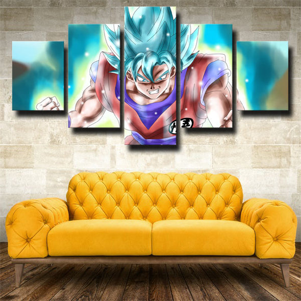 5 piece modern art framed print dragon ball cyan blue Goku wall decor-1987 (2)
