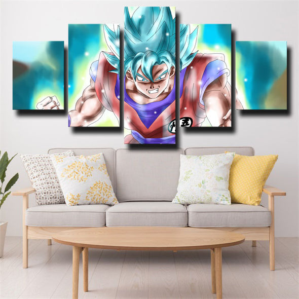 5 piece modern art framed print dragon ball cyan blue Goku wall decor-1987 (3)