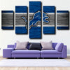5 piece modern art framed prints Detroit Lions wall decor-1206（2）