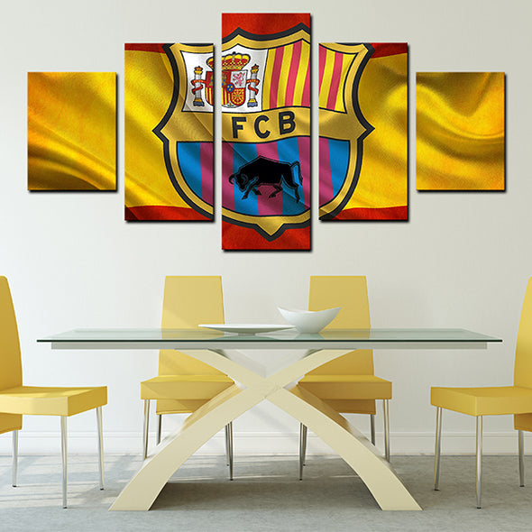 5 piece modern art framed prints FC Barcelona logo wall decor-1124 (1)