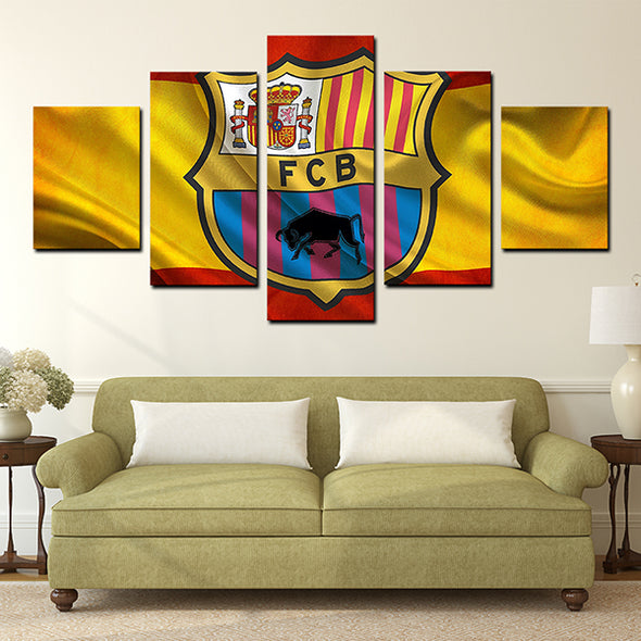 5 piece modern art framed prints FC Barcelona logo wall decor-1124 (3)