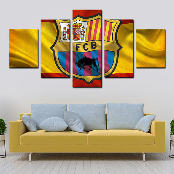 5 piece modern art framed prints FC Barcelona logo wall decor-1124 (4)