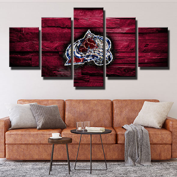 5 piece modern art framed prints Lanches red wood live room decor-1219 (3)