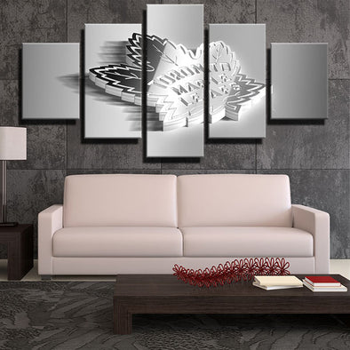 5 piece modern art framed prints Leafers white 3d logo home decor-1215 (1)
