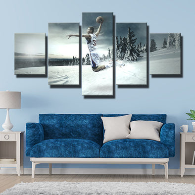 5 piece modern art framed prints Lob City Griffin snow home decor-1237 (1)