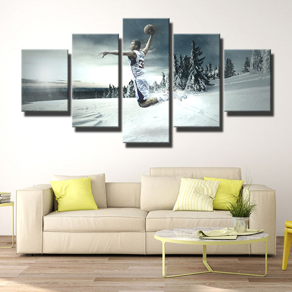 5 piece modern art framed prints Lob City Griffin snow home decor-1237 (2)