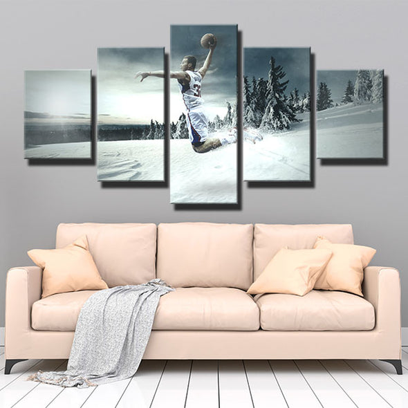 5 piece modern art framed prints Lob City Griffin snow home decor-1237 (4)