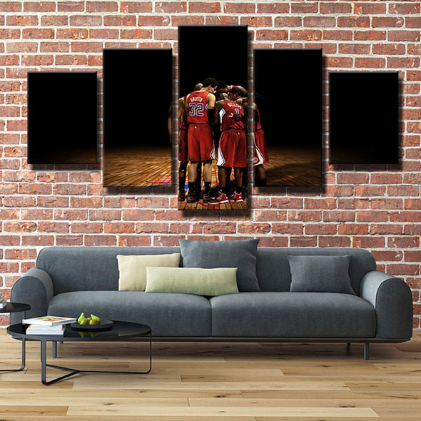 5 piece modern art framed prints Lob City players home decor-1239 (1)
