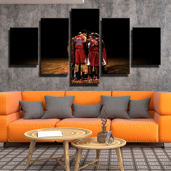 5 piece modern art framed prints Lob City players home decor-1239 (2)