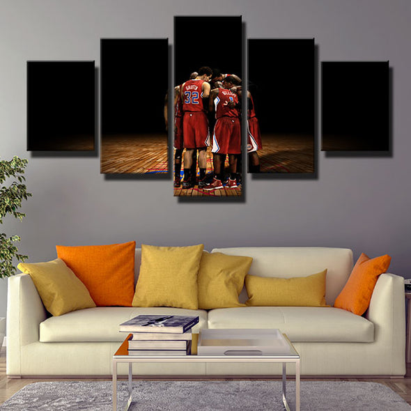 5 piece modern art framed prints Lob City players home decor-1239 (3)