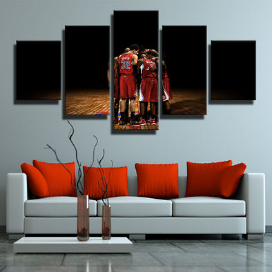 5 piece modern art framed prints Lob City players home decor-1239 (4)