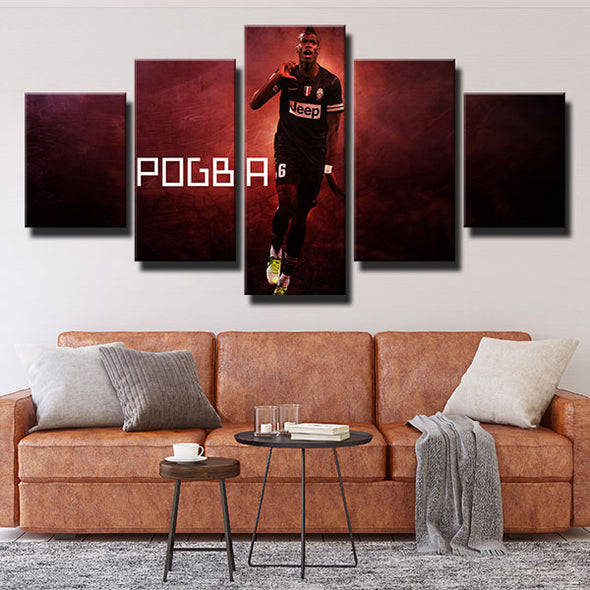 5 piece modern art framed prints Old Lady Pogba all red wall picture-1337 (3)