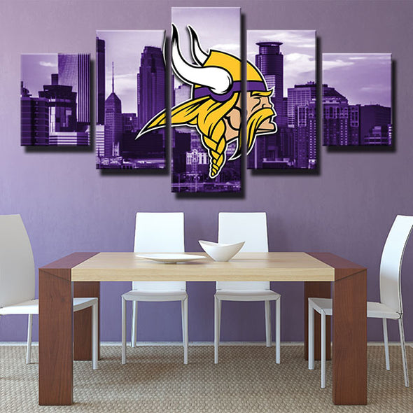 5 piece modern art framed prints The Vikes purple city home decor-1215 (2)