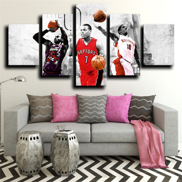5 piece modern art framed prints Toronto Raptors Teammates home decor-1237 (2)