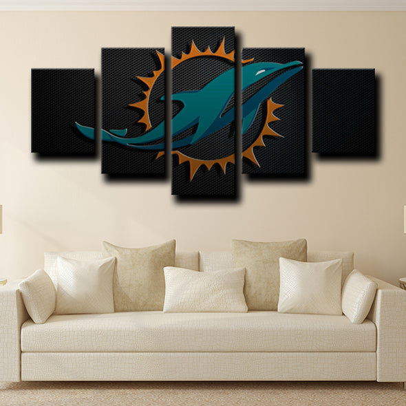 5 piece panel wall art prints Miami Dolphins logo home decor-1201 (1)