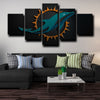 5 piece panel wall art prints Miami Dolphins logo home decor-1201 (2)