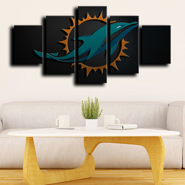 5 piece panel wall art prints Miami Dolphins logo home decor-1201 (3)