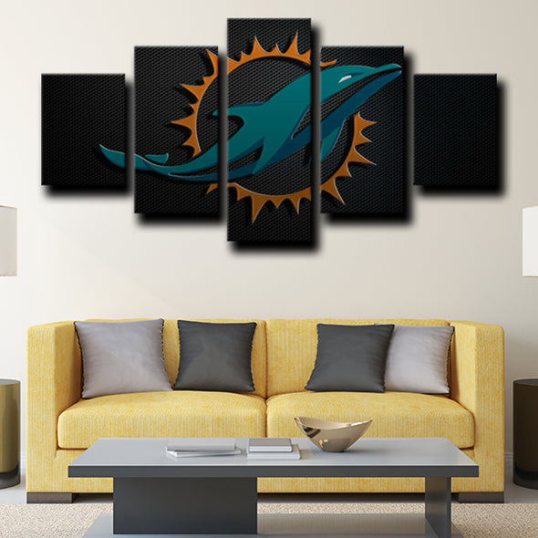 5 piece panel wall art prints Miami Dolphins logo home decor-1201 (4)