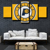 5 piece panel wall art prints Pacers logo gold home decor-1215 (1)
