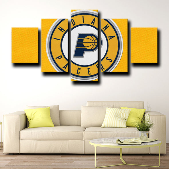 5 piece panel wall art prints Pacers logo gold home decor-1215 (4)