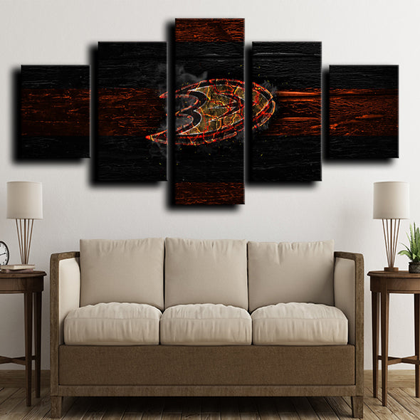 5 piece picture canvas Anaheim Ducks Logo Red home decor-1209 (4)