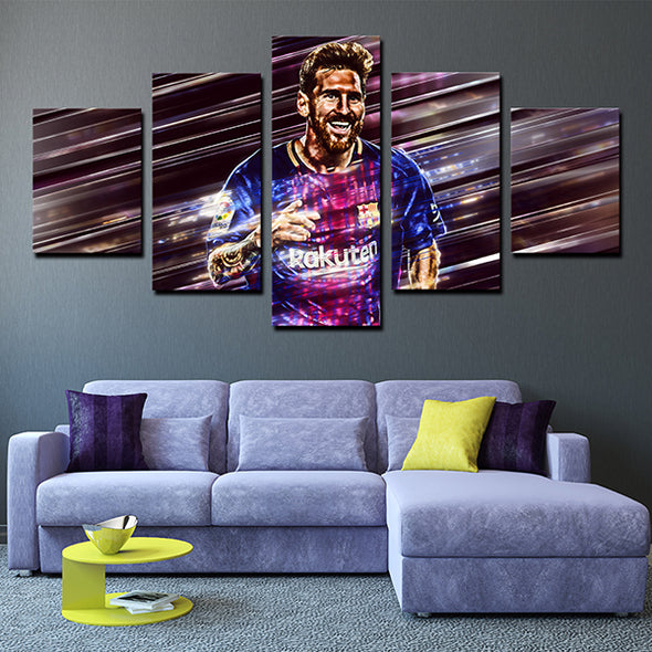 5 piece picture canvas art prints FC Barcelona messi home decor-1207 (1)