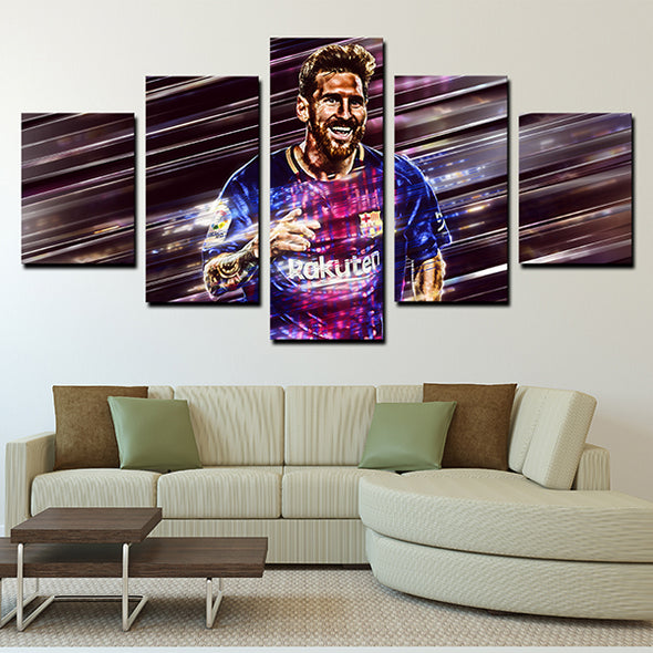 5 piece picture canvas art prints FC Barcelona messi home decor-1207 (2)
