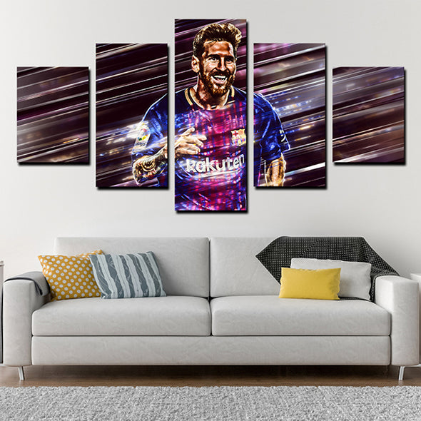 5 piece picture canvas art prints FC Barcelona messi home decor-1207 (3)