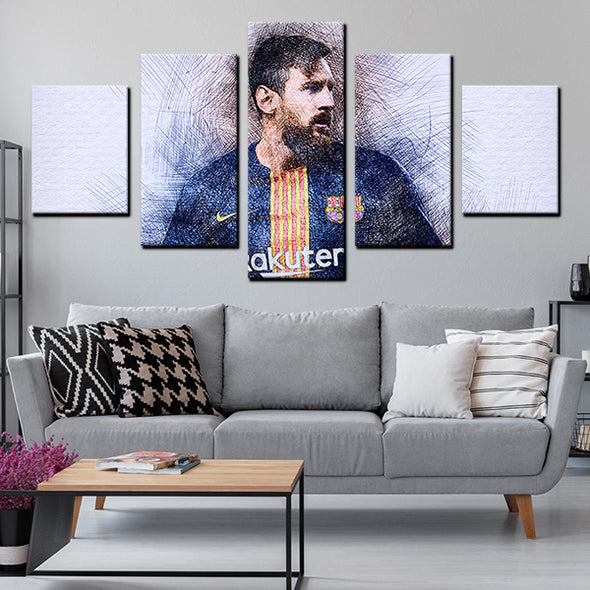 5 piece picture canvas art prints FC Barcelona messi home decor-1213 (2)