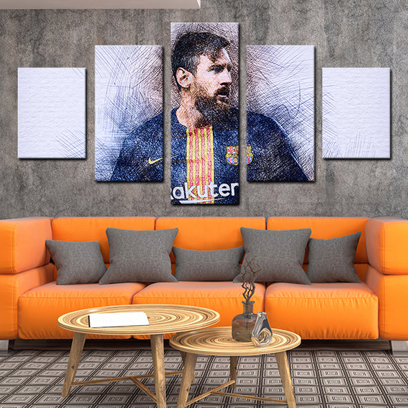 5 piece picture canvas art prints FC Barcelona messi home decor-1213 (3)