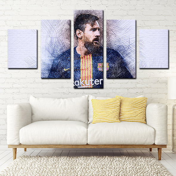 5 piece picture canvas art prints FC Barcelona messi home decor-1213 (4)