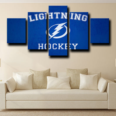 5 piece picture canvas art prints Tampa Bay Lightning Logo home decor-1204 (1)