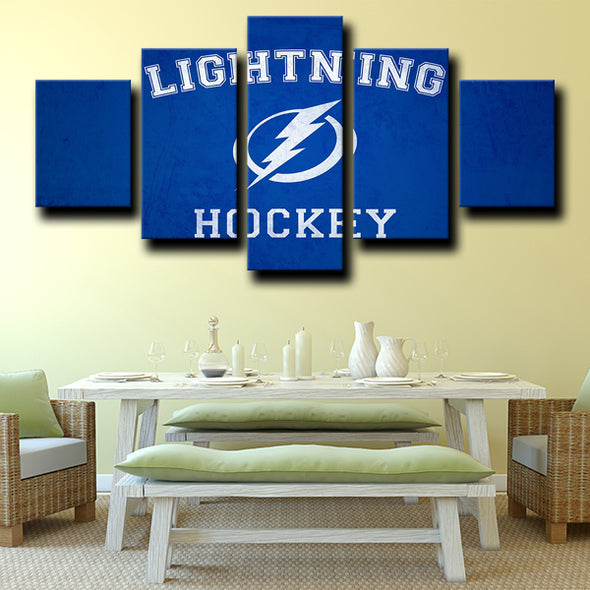 5 piece picture canvas art prints Tampa Bay Lightning Logo home decor-1204 (3)
