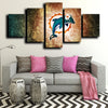 5 piece picture canvas prints Miami Dolphins logo crest home decor-1202 (1)
