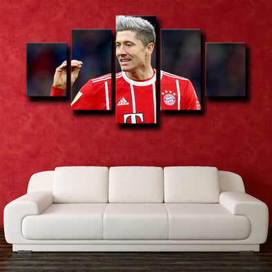5 piece picture set art framed prints Bayern Lewandowski wall decor-1240 (1)