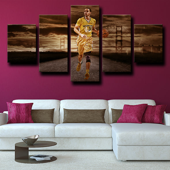 5 piece picture set art framed prints Warriors Curry wall decor-1248 (3)