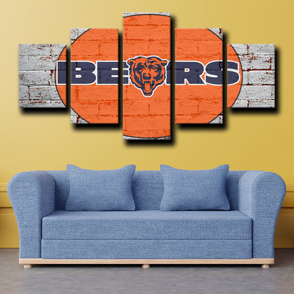 5 piece pictures art prints Chicago Bears logo live room decor-1221 (3)