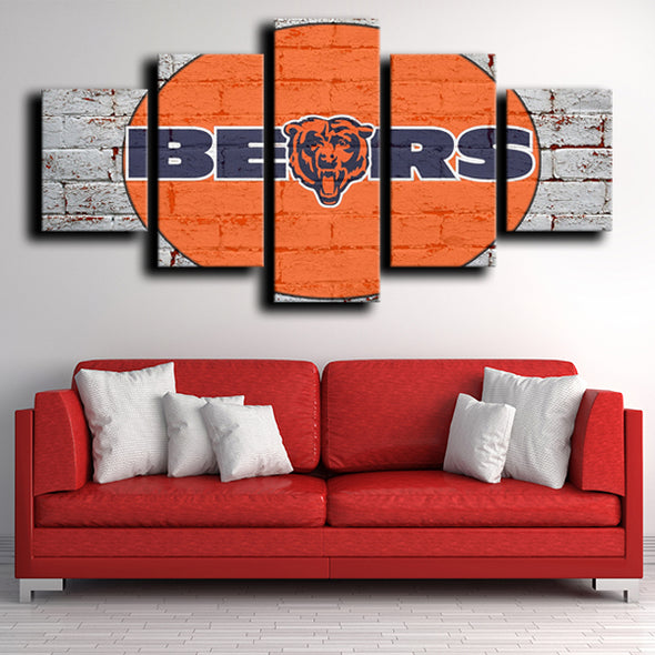 5 piece pictures art prints Chicago Bears logo live room decor-1221 (4)