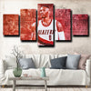 5 piece pictures framed prints Trail Blazers Lillard Red wall decor-1210 (2)
