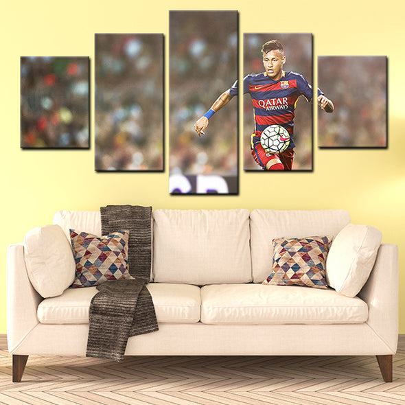 5 piece split canvas art FC Barcelona Neymar framed prints decor picture-1231 (1)